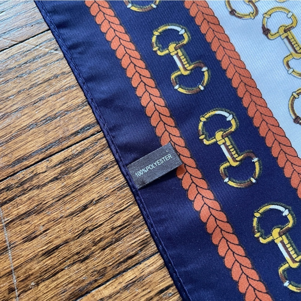 Vintage Horse bit Equestrian Square Scarf Regency Preppy Old Money Riding Polo - Picture 7 of 16